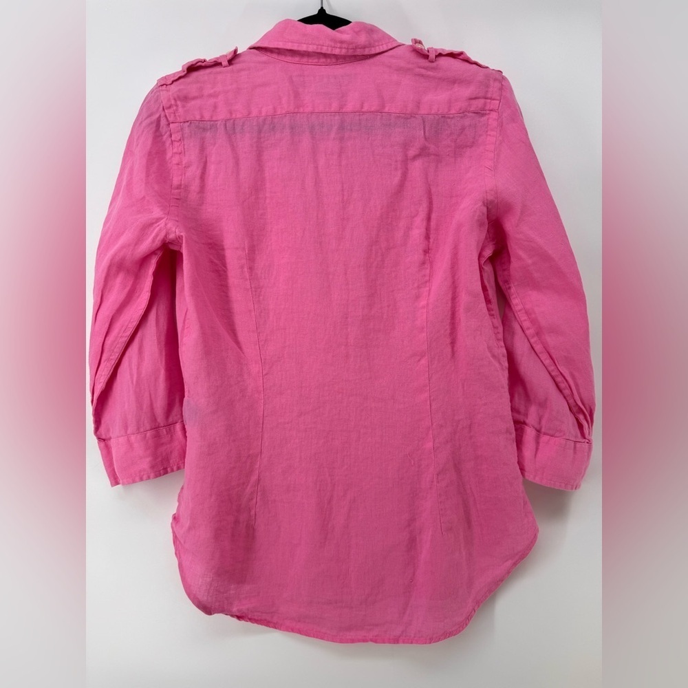 Women Ralph Lauren Sport Pink Linen Shirt 3/4 Sleeves - Picture 5 of 5